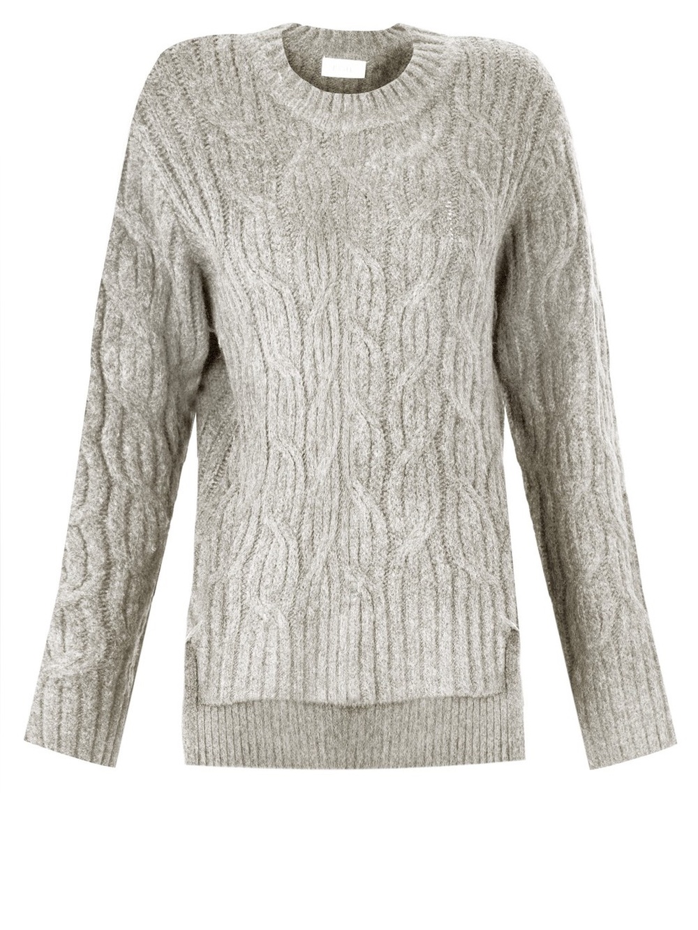 Coastal Cottagecore Fisherman Chunky Knit FOIL “chain reaction” Sweater GRAY-  L